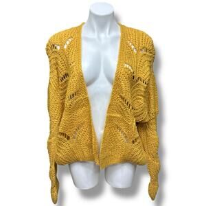 UO Urban Outfitters Lyla Cardigan Sweater Slouchy Open Stitch Mustard Gold Sz L